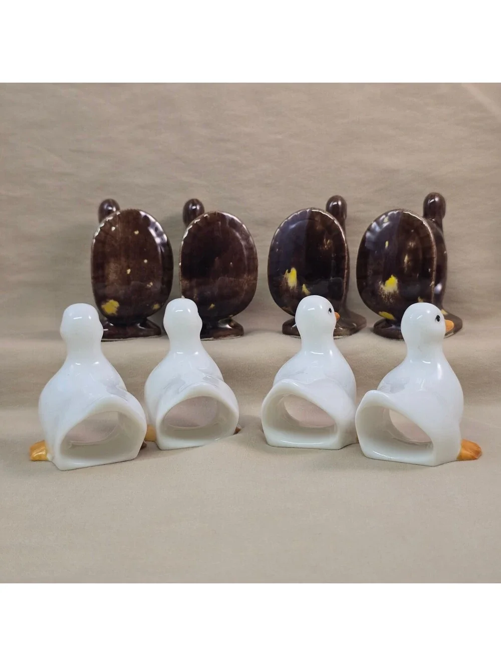 Vintage Ceramic Napkin Rings Set of 8 Thanksgiving Turkey MP Mark Duck